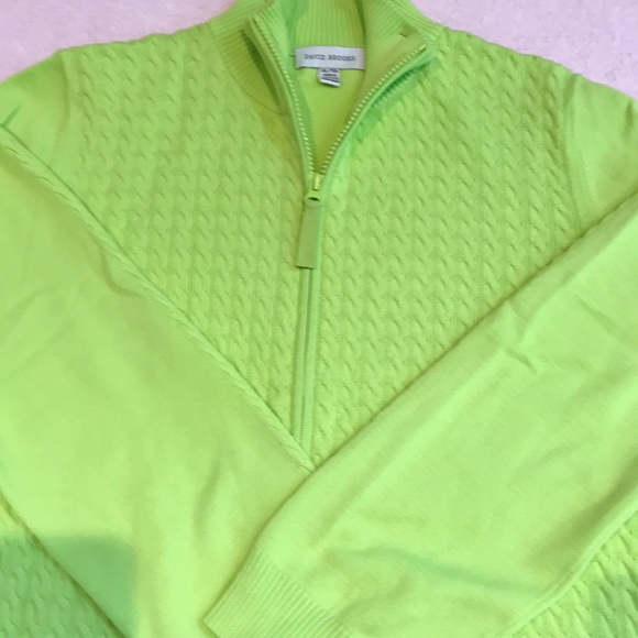 david brooks Sweaters Lime Green Zipper Front Cardigan 82 Cotton